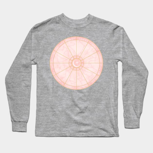 Constellation Chart (pink and gold) Long Sleeve T-Shirt by KrisseyMage